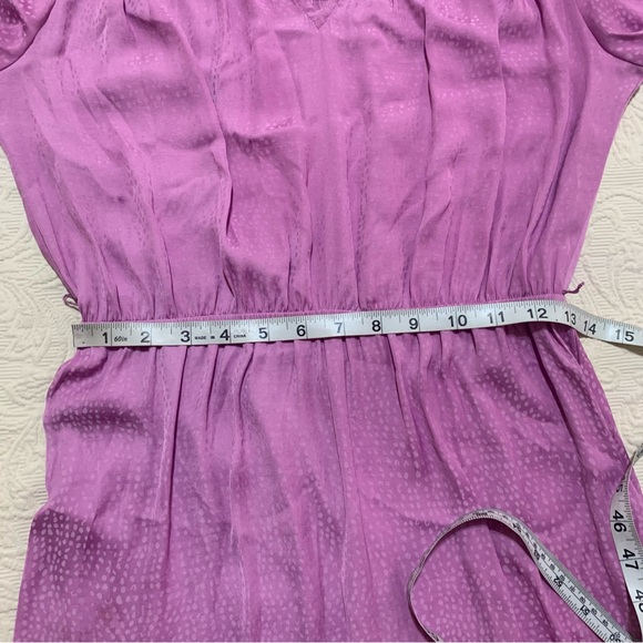 Simply Vera Vera Wang Lavender V-Neck Asymmetrical Ruffle Hem Line Shirt Dress - Picture 6 of 7